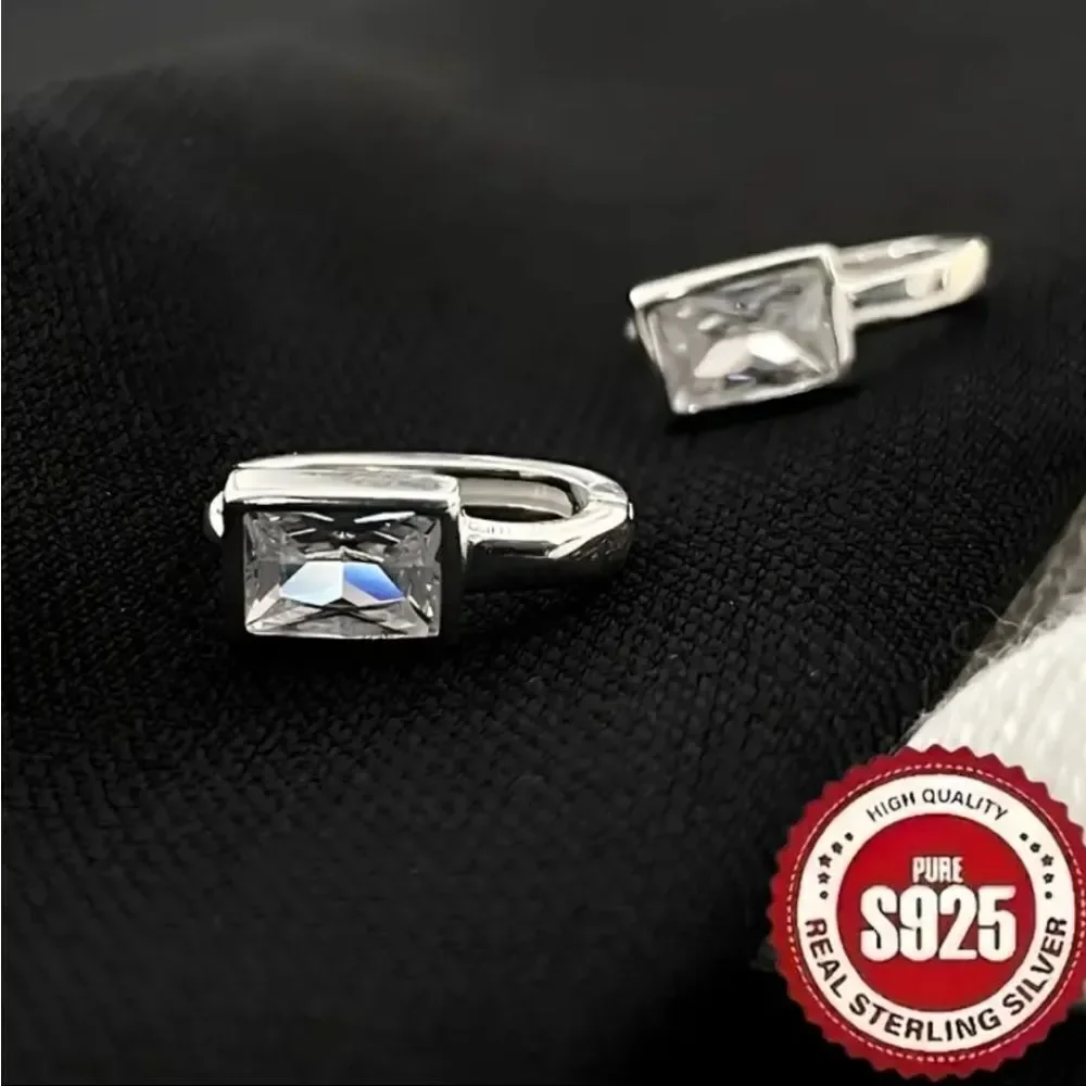 Ladies 925 Sterling silver Simulated Diamonds Rarrings